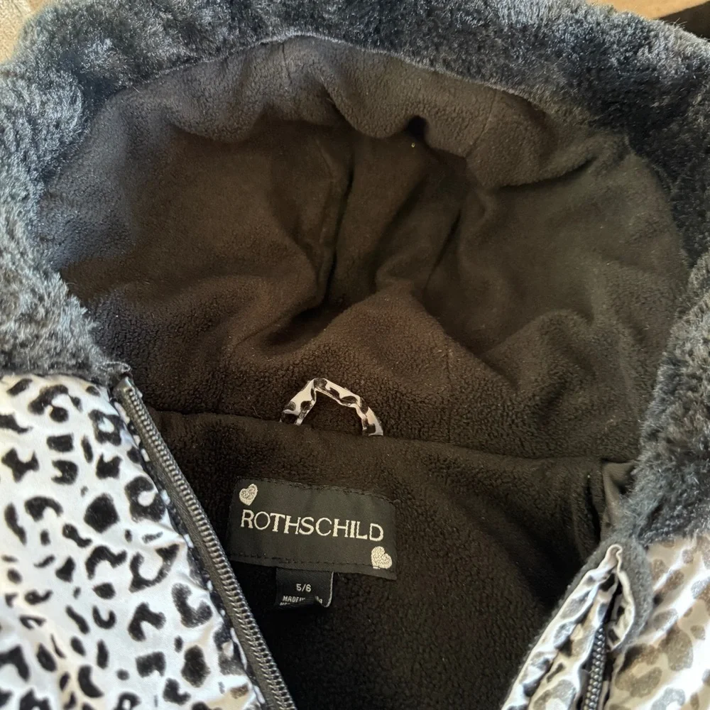 Rothschild‎ Black and Gray Leopard Print Girls Puffer Jacket Size 5/6